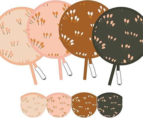 Miniatura 10 de Paquete de 4 ventiladores de mano retro hippie, plegables multifunción, para viajes, eventos, graduaciones, interiores y exteriores (alegre)