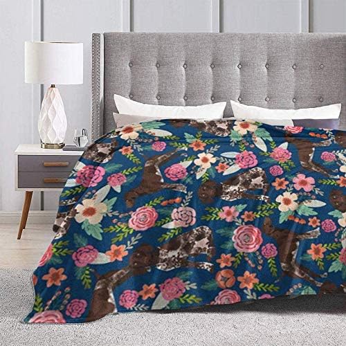 Miniatura 4 de MJSTAR Manta de forro polar alemán de pelo corto con diseño floral para perro, manta de franela de microfibra reversible súper suave, 60 x 50