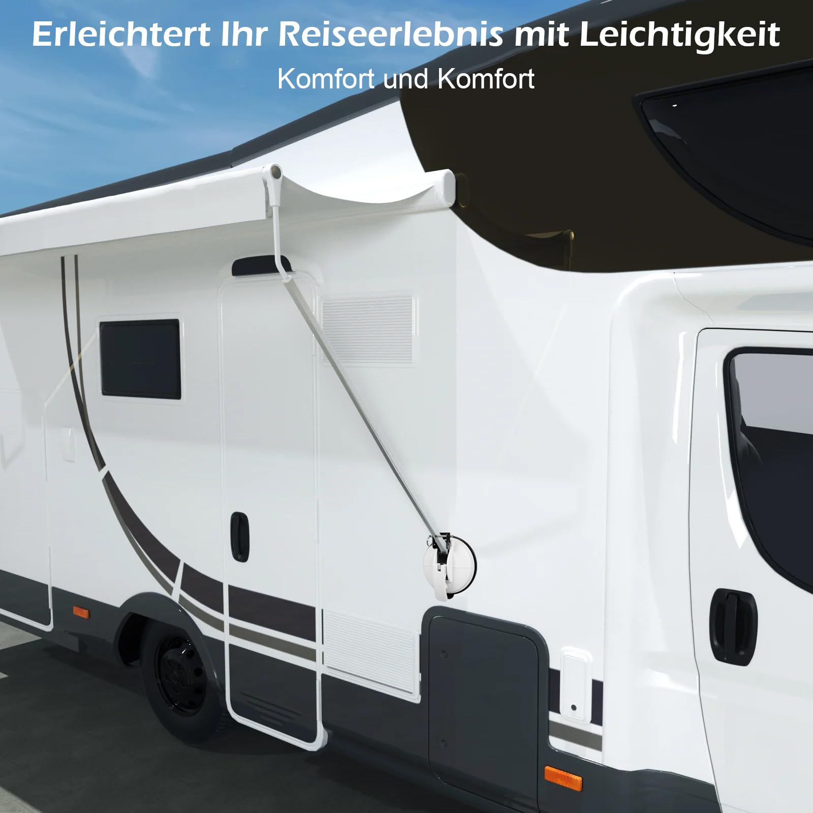 2 piezas de soporte para toldo, soporte para pie de toldo para Thule Fiamma y DOMETIC, Compatible con VW T6 T5 T4 T6.1 Ford Nugget Vans Camper Caravana Autocaravana (Blanco)