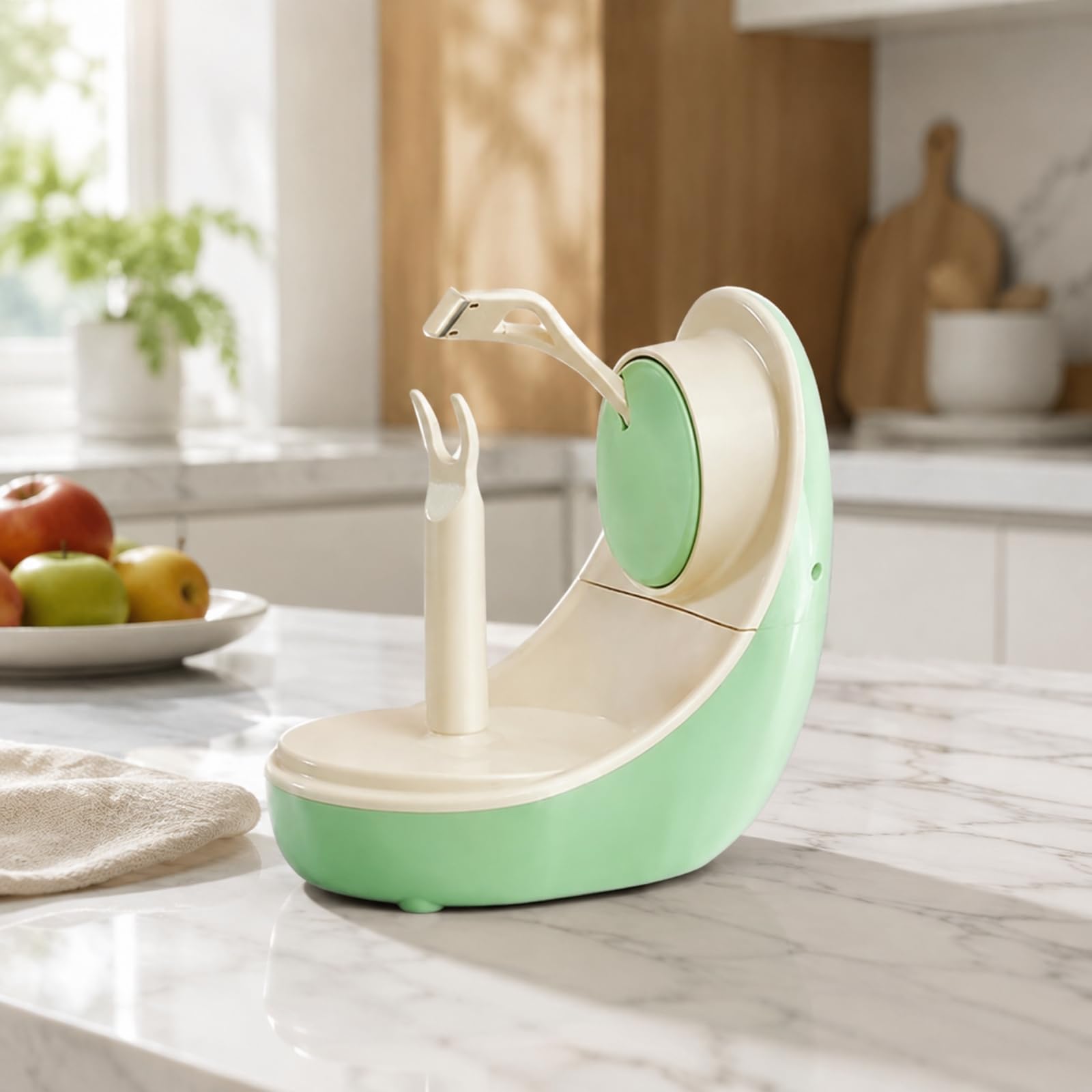 Harilla Elektrischer Schäler für Frische Früchte mit Rotationsfunktion Und Abnehmbarer Klinge für Schnelle Reinigung Und Täglichen Einsatz für Obstsalate Kuchen Dekoration Und Hausmannskost, Lila