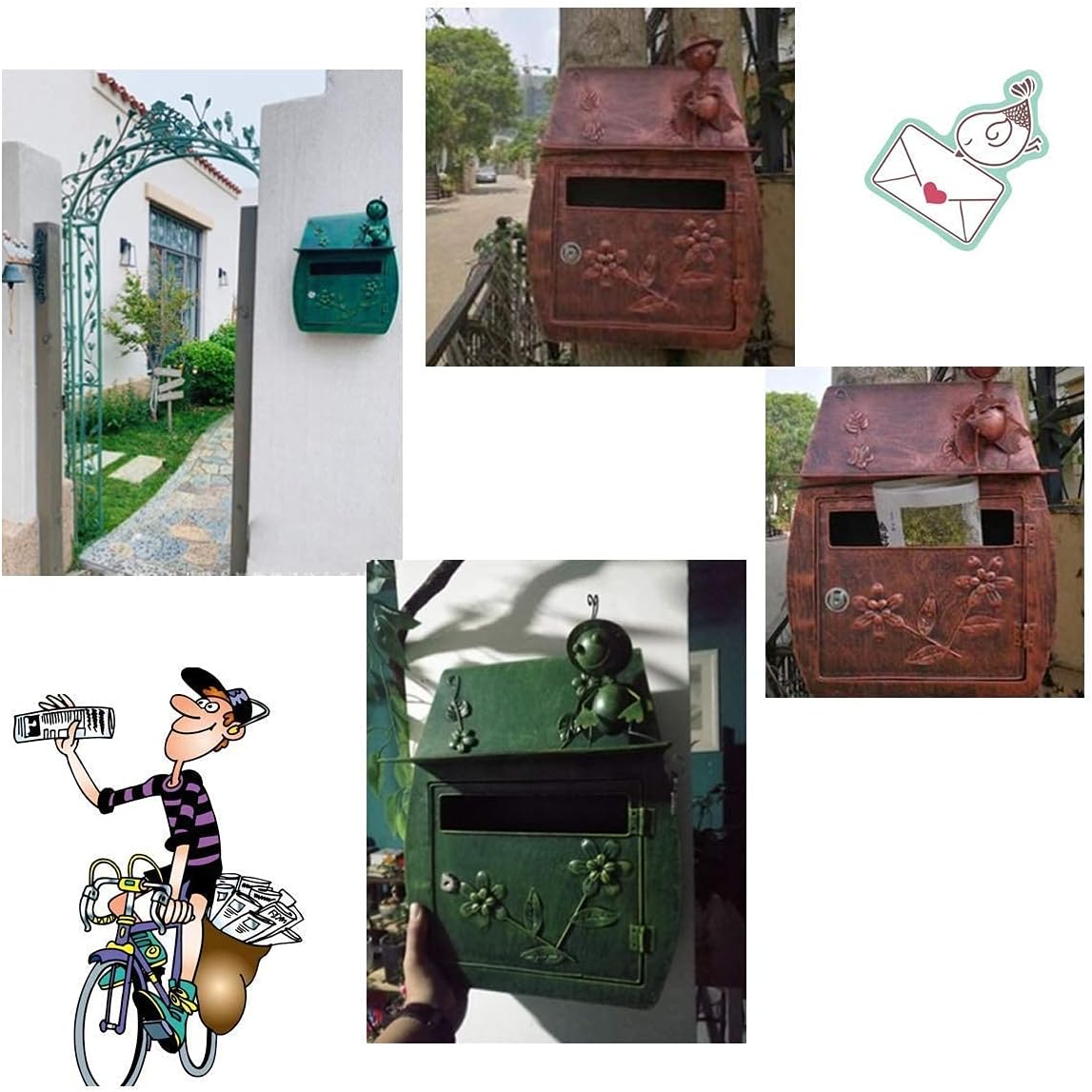 Premium Wall Mounted Post Boxes Lockable Weatherproof Large Capacity Outdoor Mail Boxes 11.81In*6.29In*15.74In Parcel Drop Box Safe Secure Delivery Box