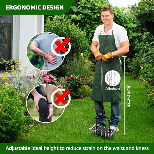 Aerador de césped manual RIFPOD con 15 picos y altura ajustable miniatura 3