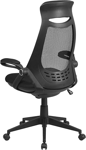 Miniatura 8 de Flash Furniture Ivan - Silla de oficina giratoria ejecutiva de malla negra con brazos abatibles