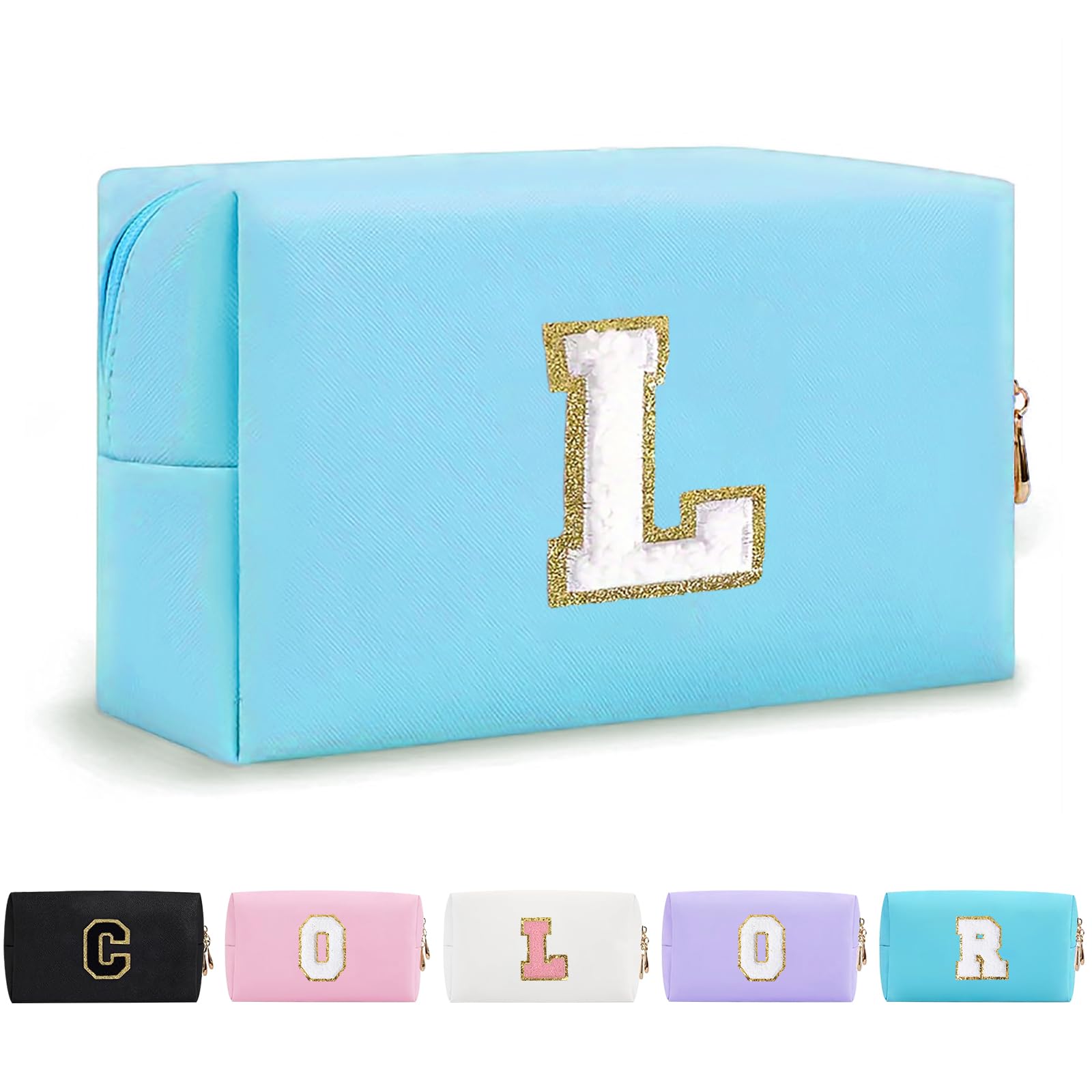Bolsa de Maquillaje, Bolsa de Cosméticos Impermeable de Viaje, PU Cuero, Neceser de Baño, Bolsa De Aseo Y Almacenamiento para Mujer,Cosas Preppy para niñas Adolescentes (Letra A-Z) — view 219
