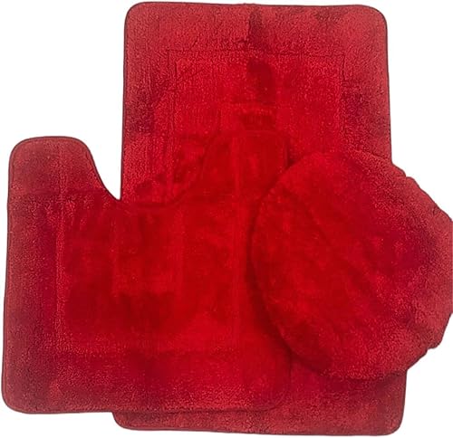 Juego de alfombras de baño de 3 piezas con patrón tallado, extra suave al tacto y absorbente, alfombra de baño con tapa de inodoro, alfombra de