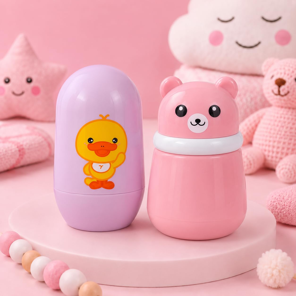 The Cheeky Kidzz Baby Grooming Nail Care Kit with Cute Bear Design Talcum Powder Puff Container & Protective Travel Case BPA Free for Babies (Design 59)-image-14