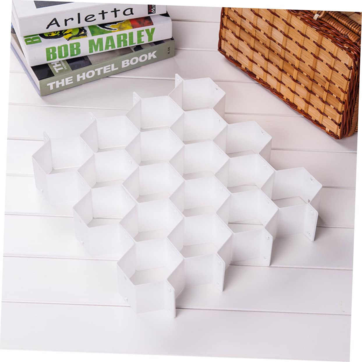 NUOBESTY Divisori Per Cassetti a Griglia in Plastica, Organizzatori Salvaspazio Per Biancheria, Calzini e Reggiseni, Set Da 4 Pezzi Design a Nido D’ape Per Armadio e Cassettiera