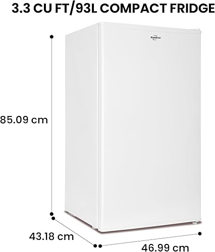 Miniatura 7 de Koolatron Refrigerador compacto con congelador, 3.2 pies cúbicos (91L), blanco, diseño de respaldo plano que ahorra espacio, puerta reversible,