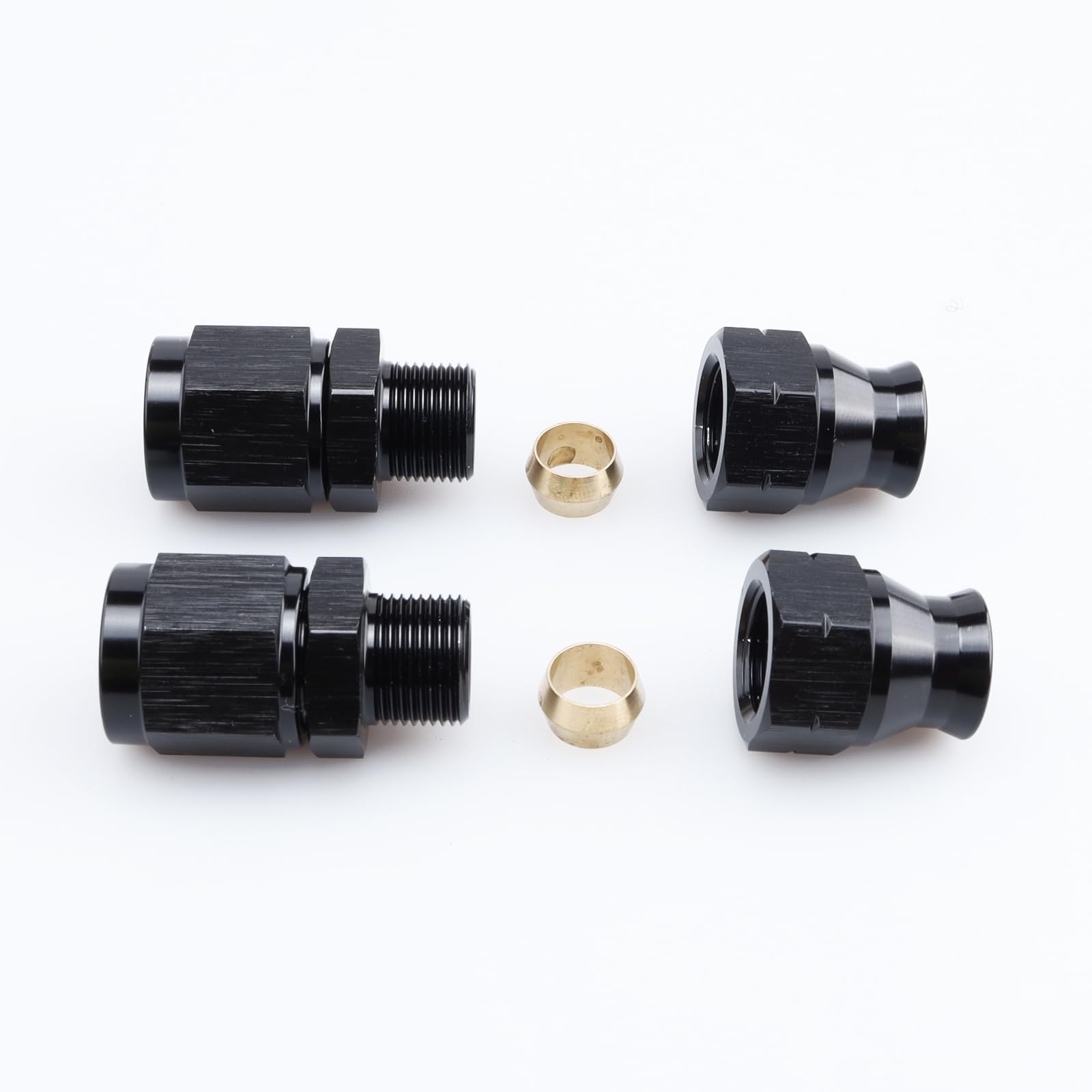 5/16" Tube To 6AN Female Fuel Hose Adapters - Aluminum Hard Line Fitting, Black Anodized