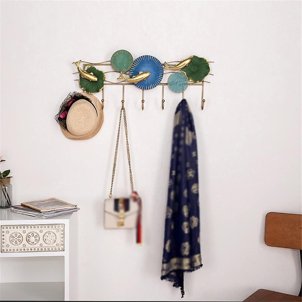 Key Rack Wrought Iron Partition Coat Rack Hook Wall Decoration Storage Hook Bedroom Storage Organizer (Color : Blue Green Size : 76731.5cm)