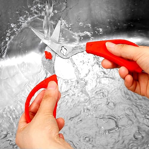 Miniatura 10 de CANARY Tijeras de cocina japonesas multiusos, resistentes de 8.2 pulgadas, color negro mate, fabricadas en Japón, aptas para lavavajillas, tijeras