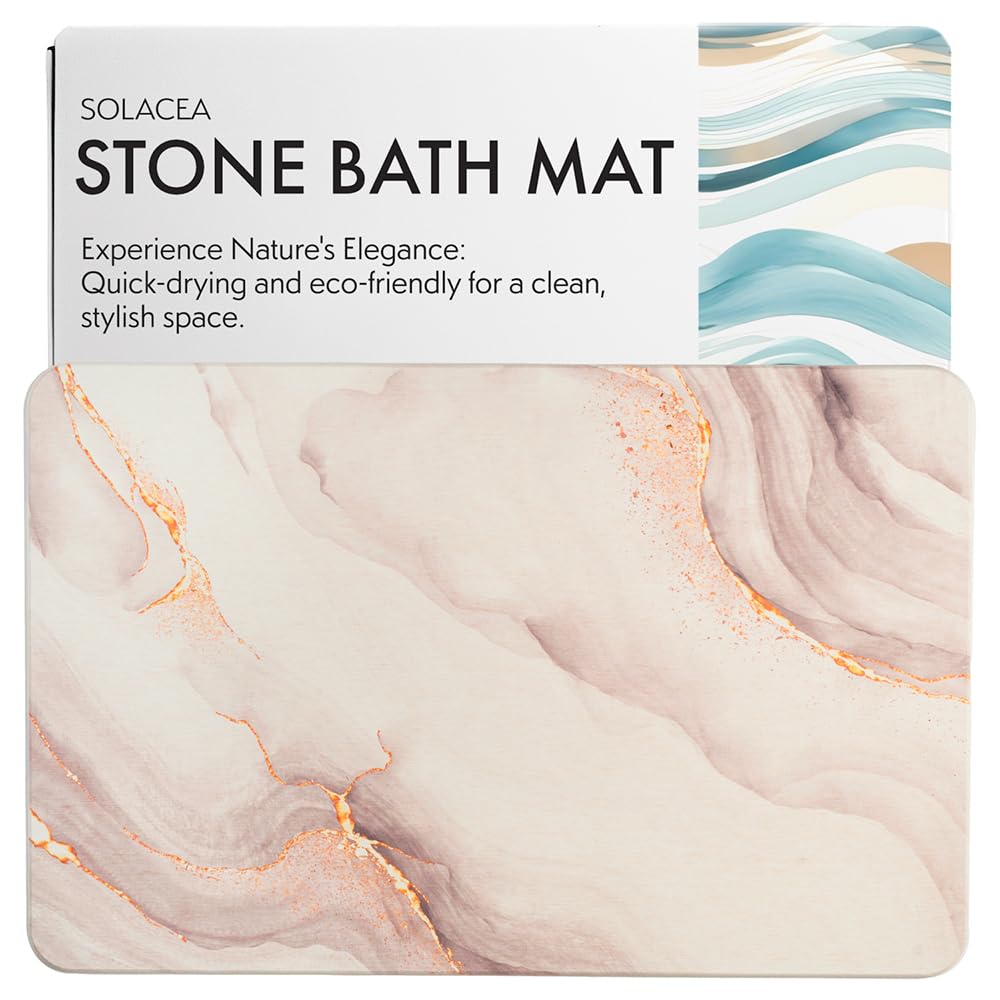 Drying Stone Bath Mat 23.7 x 15.4 inches | Quick Dry Bath Mats for Bathroom Non Slip | Water Absorbing Bath Mat and Fast Drying Bathroom Mat | Earth-Friendly Bath and Kitchen Stone Mat