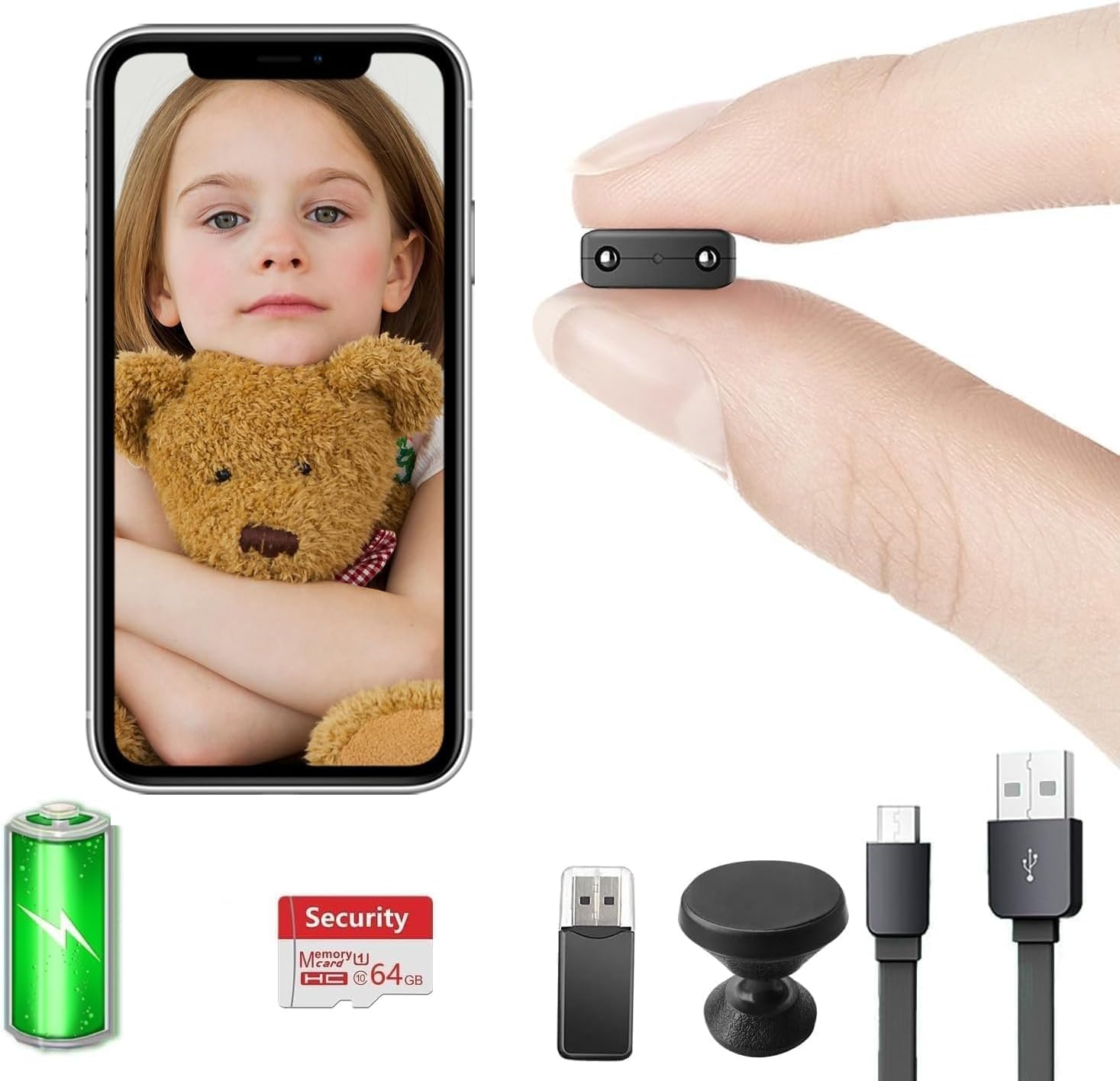 【Free 64G】Smallest Wireless WiFi Cameras,HD1080P Battery Cameras with Video Recording Live Feed Baby Monitor,Pet Camera Upgrade Night Vision,Motion Detection,Cloud Storage Security with iOS Android