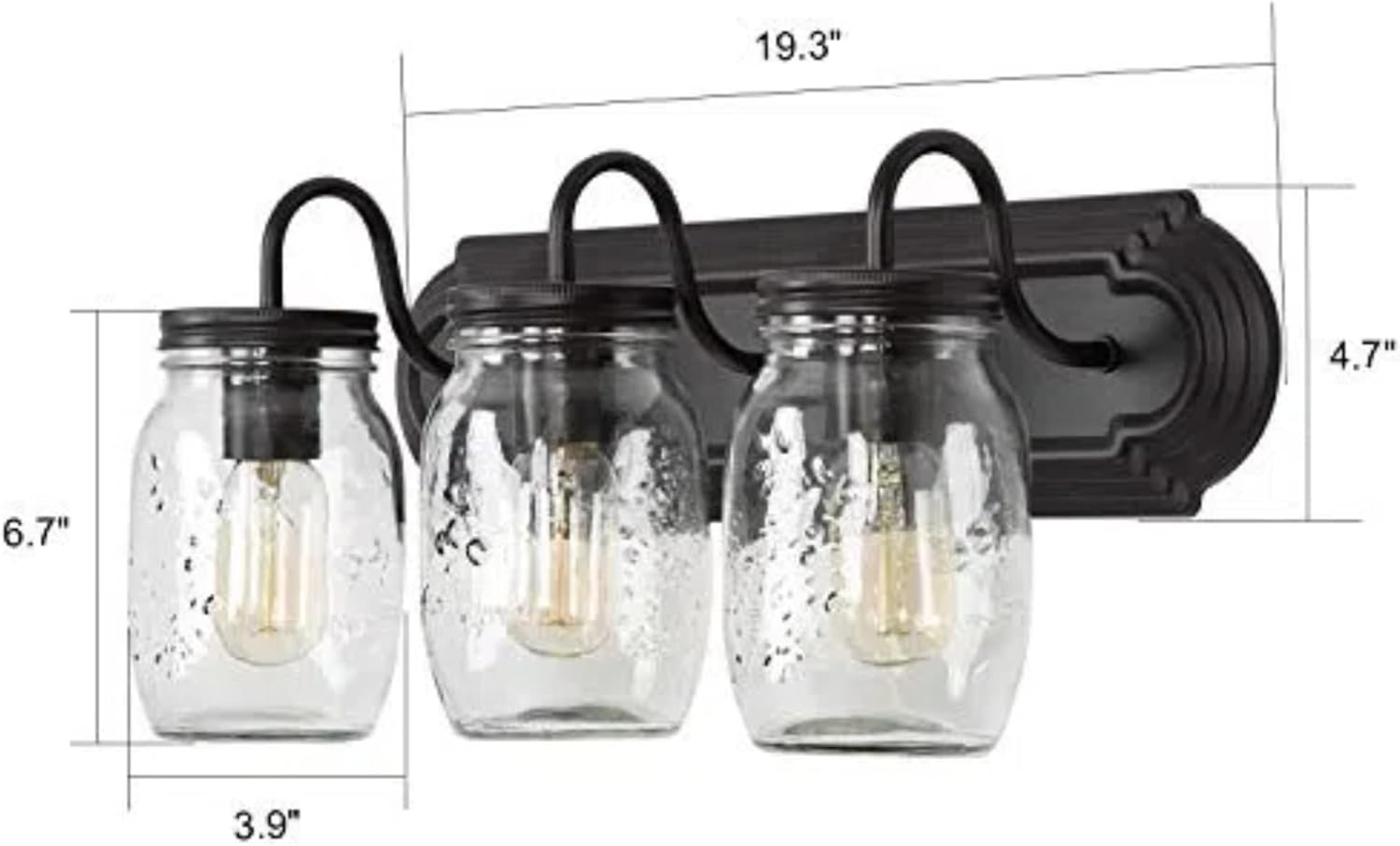 LNC Bathroom Vanity Light Fixtures, Farmhouse Mason Jar Wall Sconce Over Mirror with Oil Rubbed Bronze, A02980