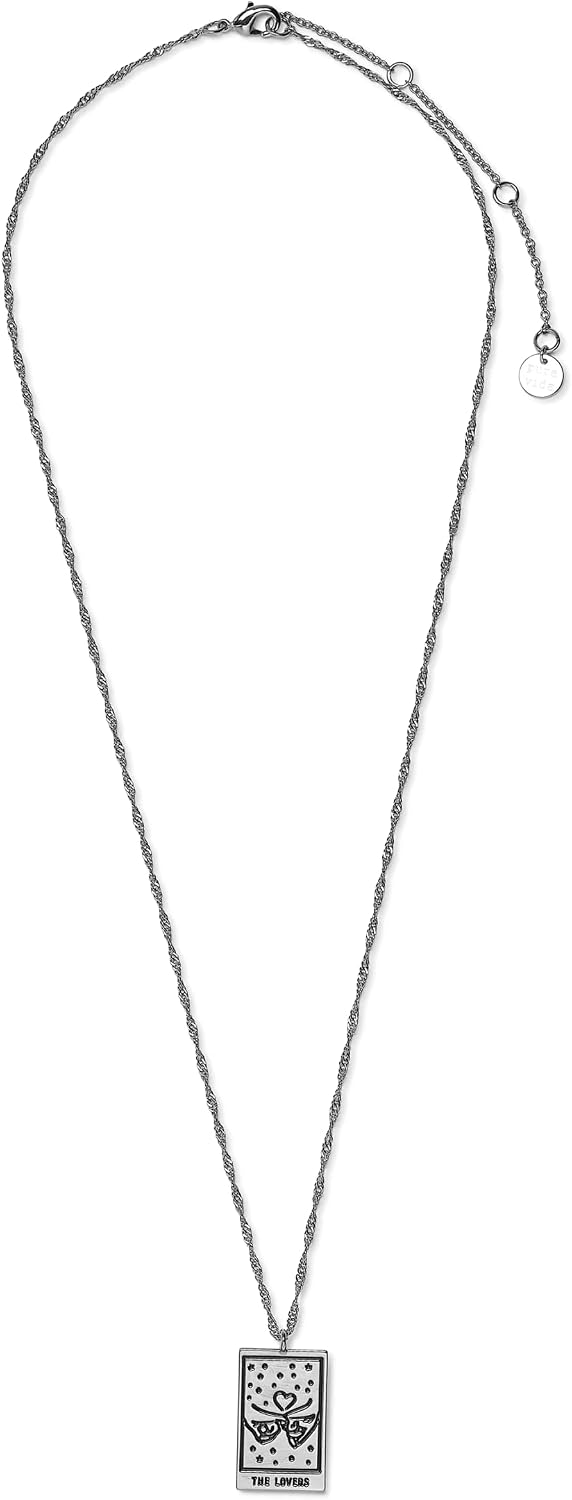 Pura Vida 18" Silver or Rose Gold Tarot Pendant Necklace - Handmade Statement Necklace with Silver or Rose Gold Chain - Long Necklaces, Boho Jewelry for Women - 3" Extender