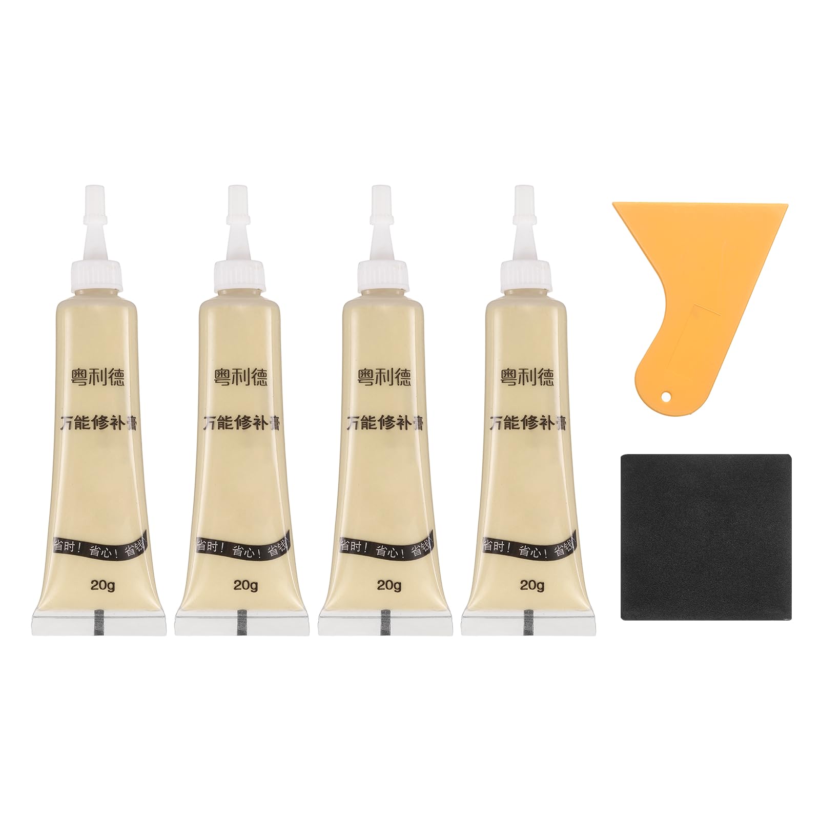 sourcing map Wood Repair Kit, 4 Pcs Touch Up Filler Wood with Scraper Sandpaper for Scratches Holes Crack Tables Desks Wooden Floors Repair Cover Ups, Maple