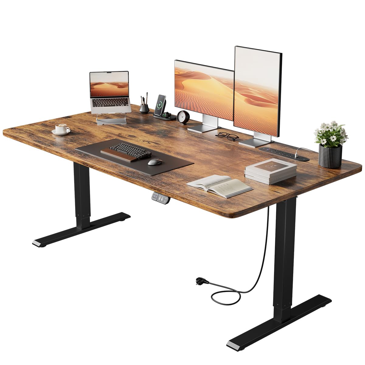Precision Synergie Electric Standing Desk, Power Outlets, 2 Memory Buttons