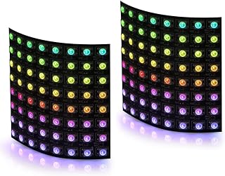 BTF-LIGHTING 2 Pack WS2812B ECO RGB Alloy Wire 5050SMD Individual Addressable 8X8 256 Pixel LED Matrix Panel Flexible FPCB Full Color Work with K-1000C,SP107E Controller Image Video Text Display DC5V