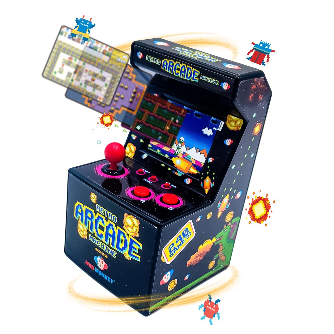 Retro Console with 240 Games - 8 Bit Arcade Machine in 2.5 Inch - Perfect Retro Game Console for Gaming Fans - Mini Arcade for Pure Nostalgia