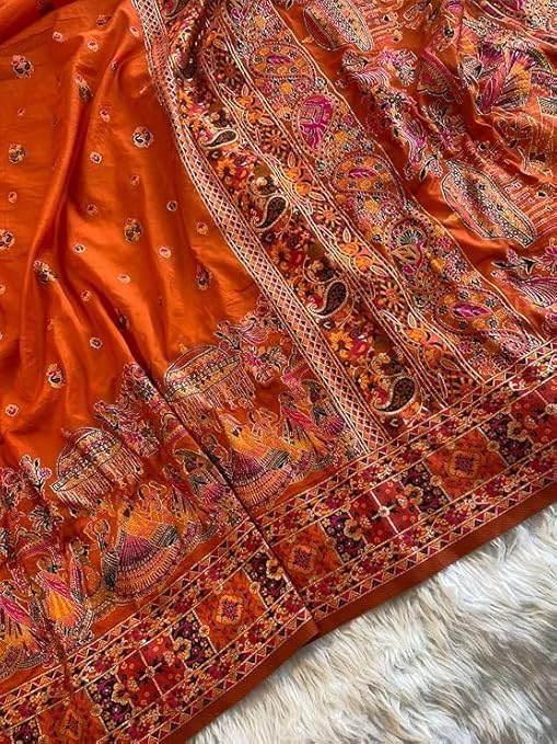 Image of SWORNOF Women's kanjivaram banarasi silk saree Zari Woven for festival Wedding silk with rich pallu Design sarees for women with Unstitched blouse piece