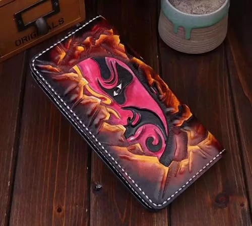 Wwe Mask, Masked Wrestlers, Men's 3D Genuine Leather Wallet, Long Wallet, Travel Wallet, Biker Wallet, Clutch Wallet, Hand-Carved, Hand-Painted, Leather Carving, Custom Wallet, Personalized Wallet #TOP1