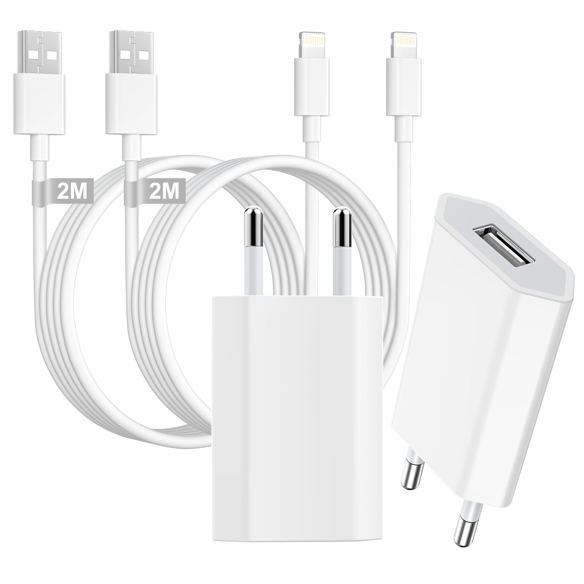 iPhone Ladekabel 2M mit Ladegerät 2Pack[MFi Zertifiziert], USB Ladegerät iPhone Netzteil USB Stecker Charger Adapter und Apple Ladekabel Lignting für iPhone 14 13 12 11 Pro Max XS XR 8 7 6