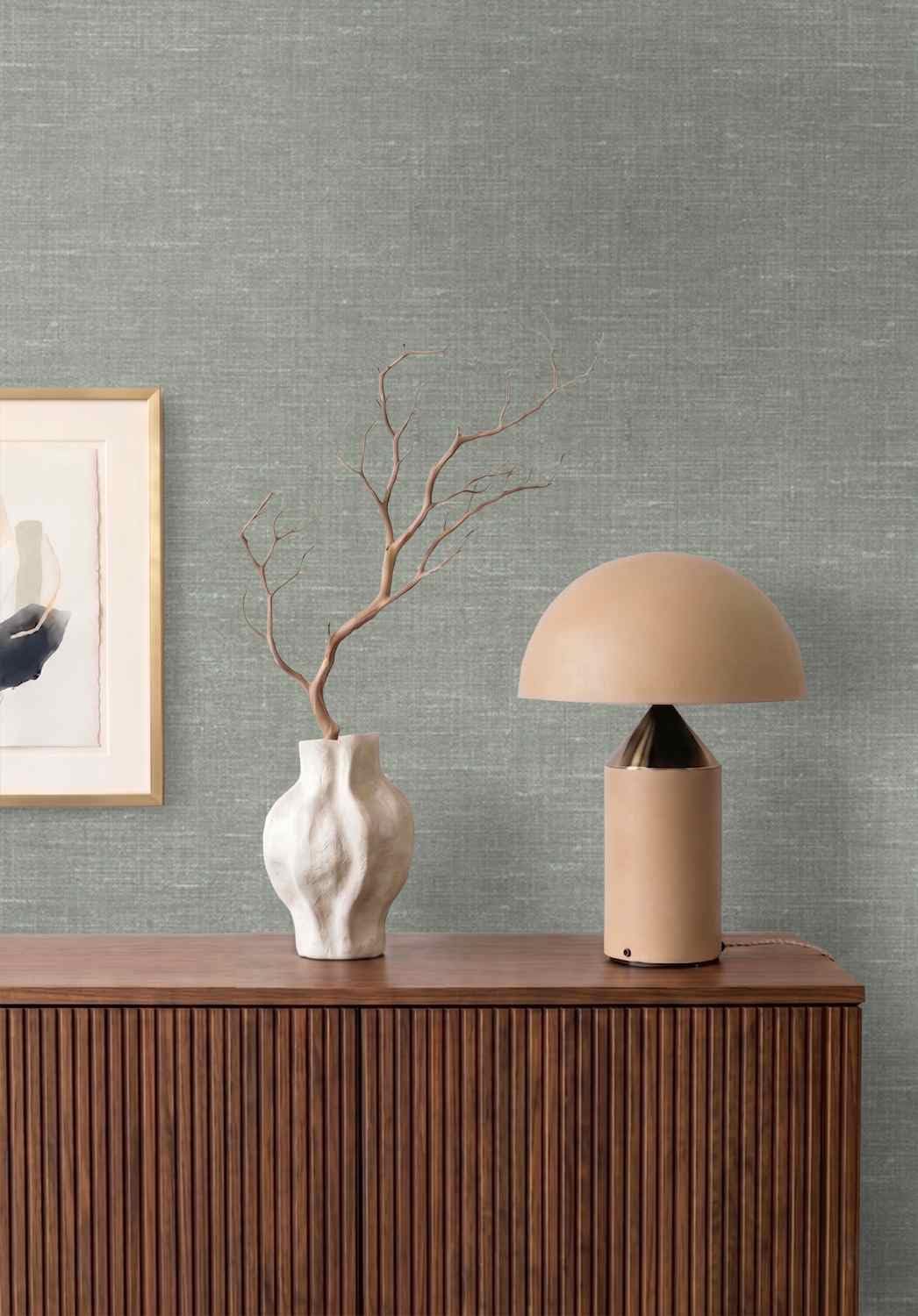 Origin Wallcoverings Tapeta lniana tekstura szaro zielonym 53 cm x 10.05 m