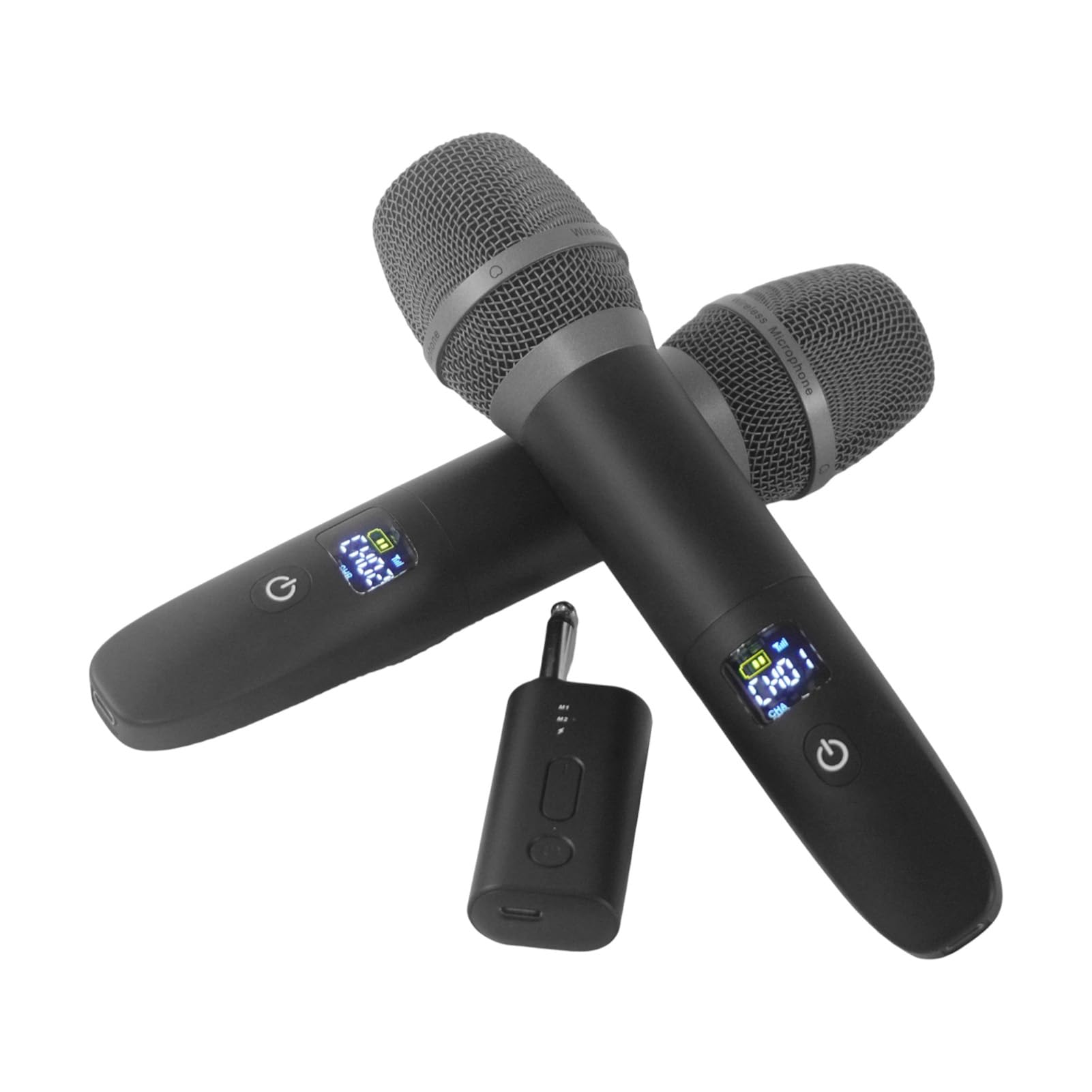 Fafeicy Doppio Microfono Wireless, Microfono Karaoke Digitale Senza Fili Ricaricabile a 2,4 GHz con Tecnologia di Blocco del Chip DSP, Ideale per Esibizioni Sul Palco e Feste in casa.