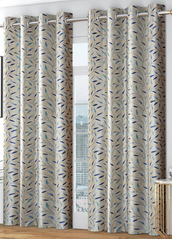 FabFabriX Elegant Printed Leaves Light Filtering Long Door Eyelet Curtain Panel Parda for Drawing Room, Living Room/Bedroom, (Grey, 8 Feet) - Single Piece (B0BZJCCTWP) Amazon Price History, Amazon Price Tracker