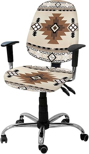 LEOSUCRE Southwest - Fundas para silla de oficina, 2 piezas, elásticas occidentales, para silla de computadora, universales, giratorias, lavables,