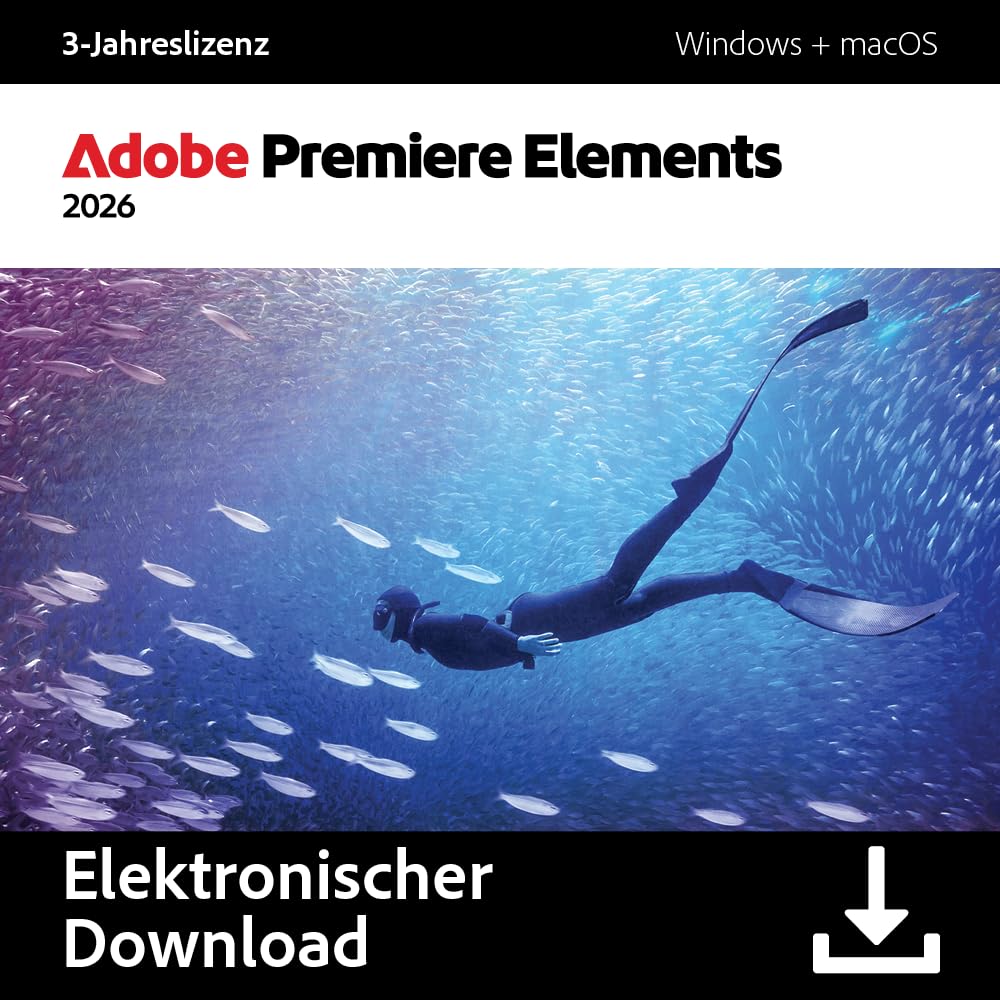 Adobe Premiere Elements 2026 |3-Jahreslizenz | 1 Gerät│1 Benutzer│PC/Mac│ Download