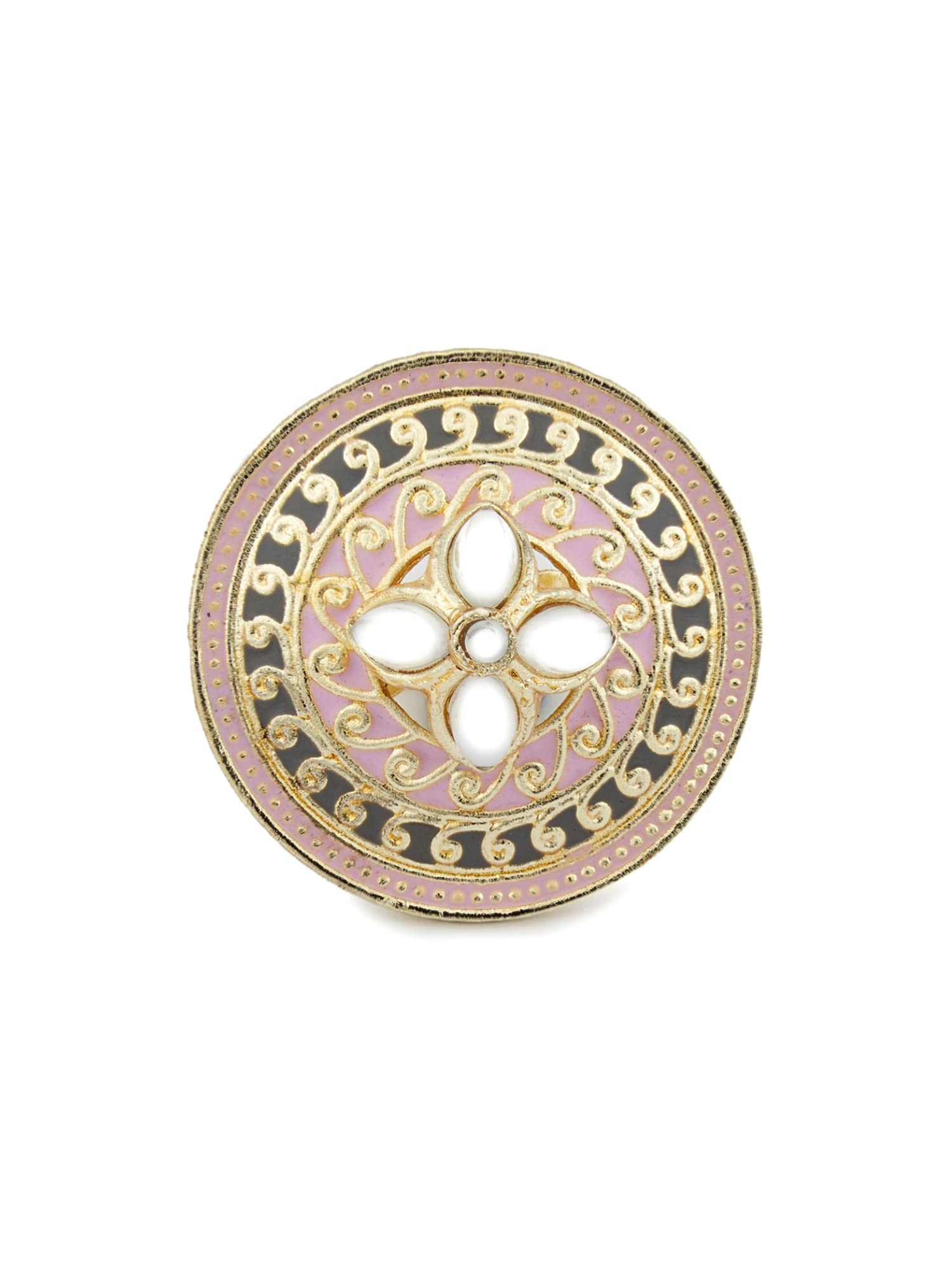 ZAVERI PEARLS Pink Meenakari Filigree Design Circular Kundan Adjustable Ring For Women-ZPFK13149 (B09ZNR1HW7) Amazon Price History, Amazon Price Tracker