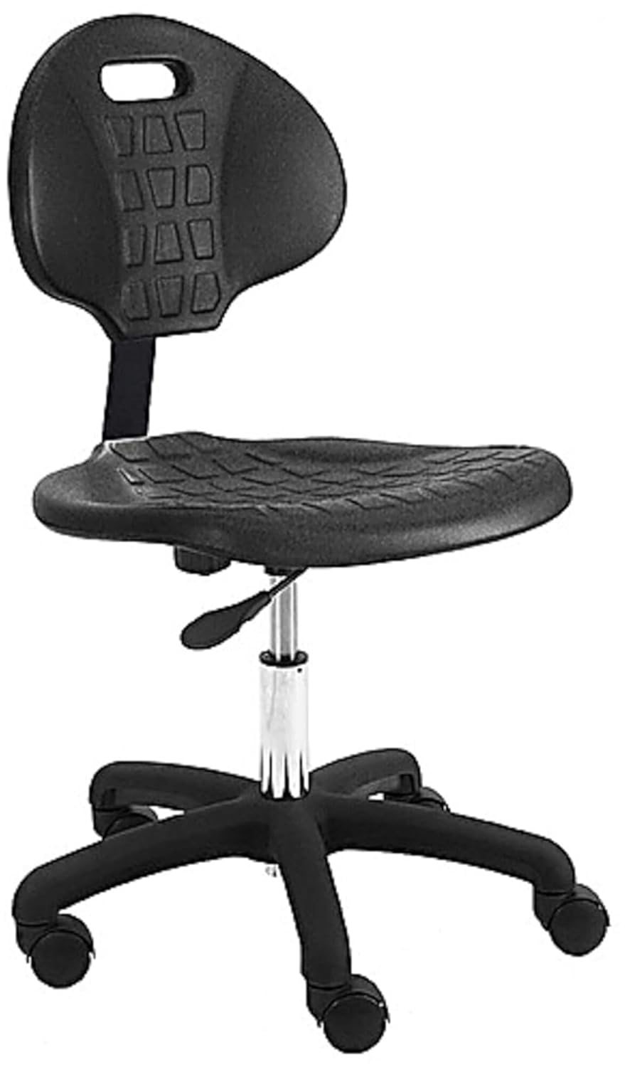 BenchPro Deluxe Polyurethane Desk Height Chair with Nylon Base, 16"-21" Height Adjustment, 450 lbs Capacity.