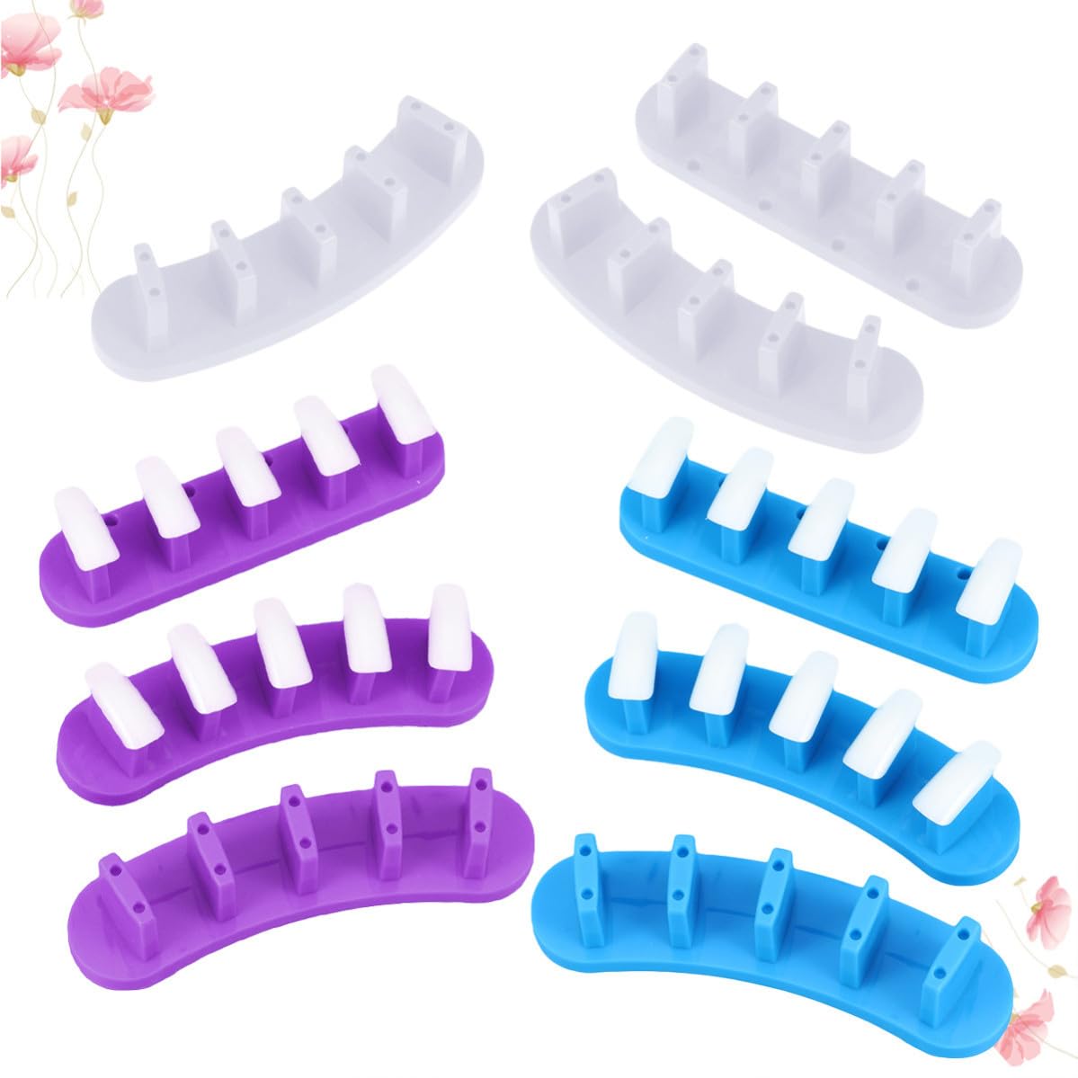 Manicure Practice Rack Practice Frame with 3 Sets 10 Plastic Nail Tips Stand Nail Art Display and Home Use and Professional Salon