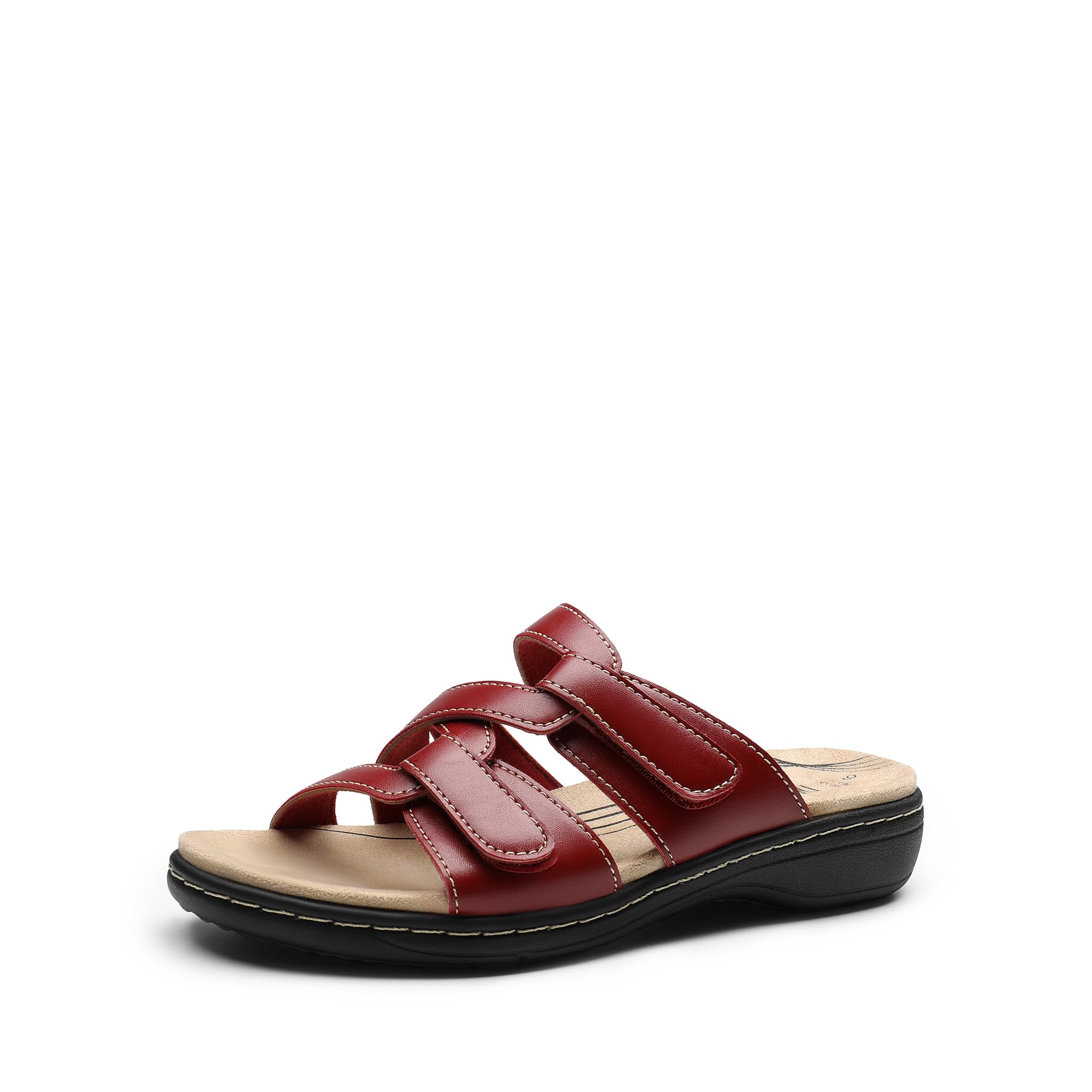 DREAM PAIRS Womens Slides Arch Support Slip on Flat Sandals Comfort Plantar Fasciitis Soft Cushion Slippers With Adjustable Straps