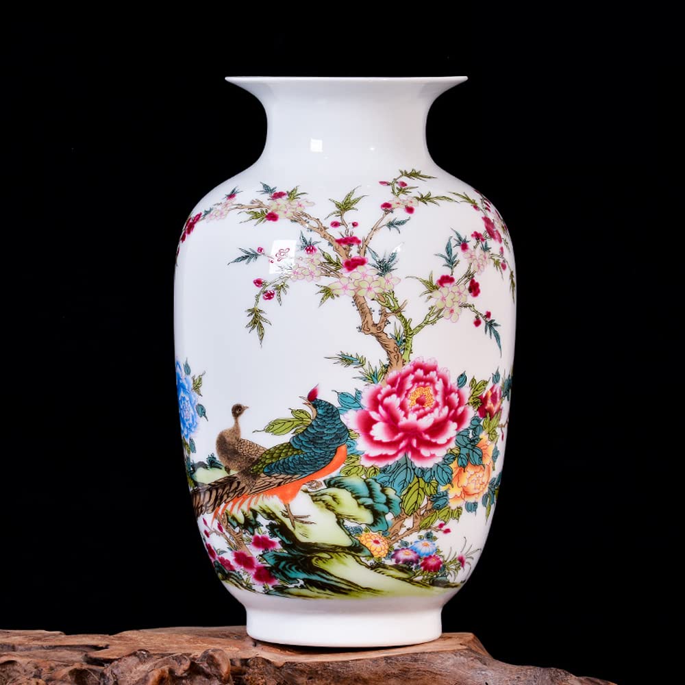 asdchZen Chinoiserie, Powdery, Ceramic Vase, Flower Arrangement, Dried Flower, Chinese Home, Living Room, Tv Cabinet, Decorative Ornaments,B