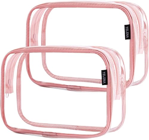 Telena Neceser de viaje transparente, aprobado por la TSA, paquetes de maquillaje cosméticos multifuncionales, accesorios de transporte de tamaño de