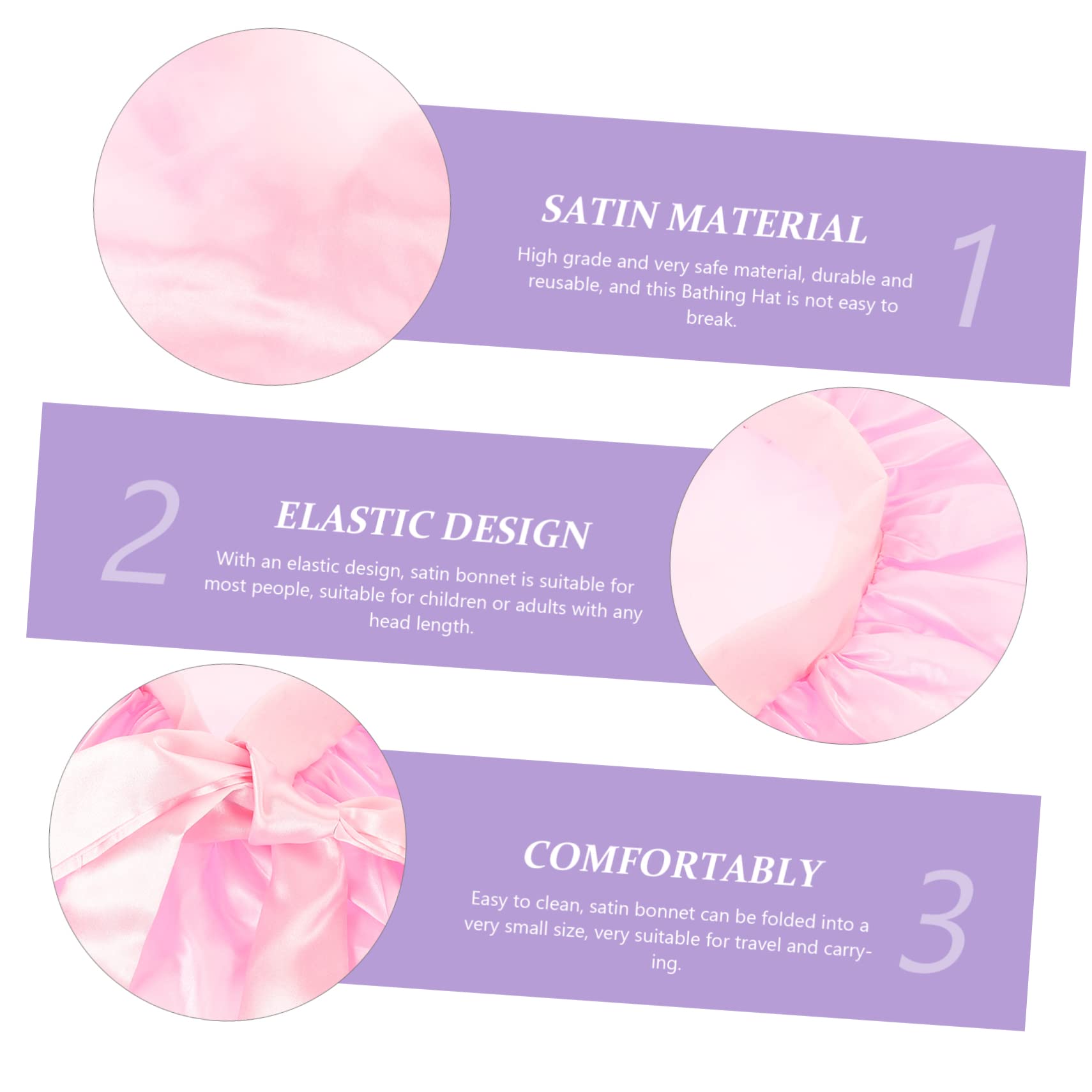 FOMIYES 4piezas Gorro De Reutilizable Para Mujer Gorro De Satén Para Baño y Talla Protección Del Cabello Práctico y Cómodo Para Uso Diurno y Nocturno