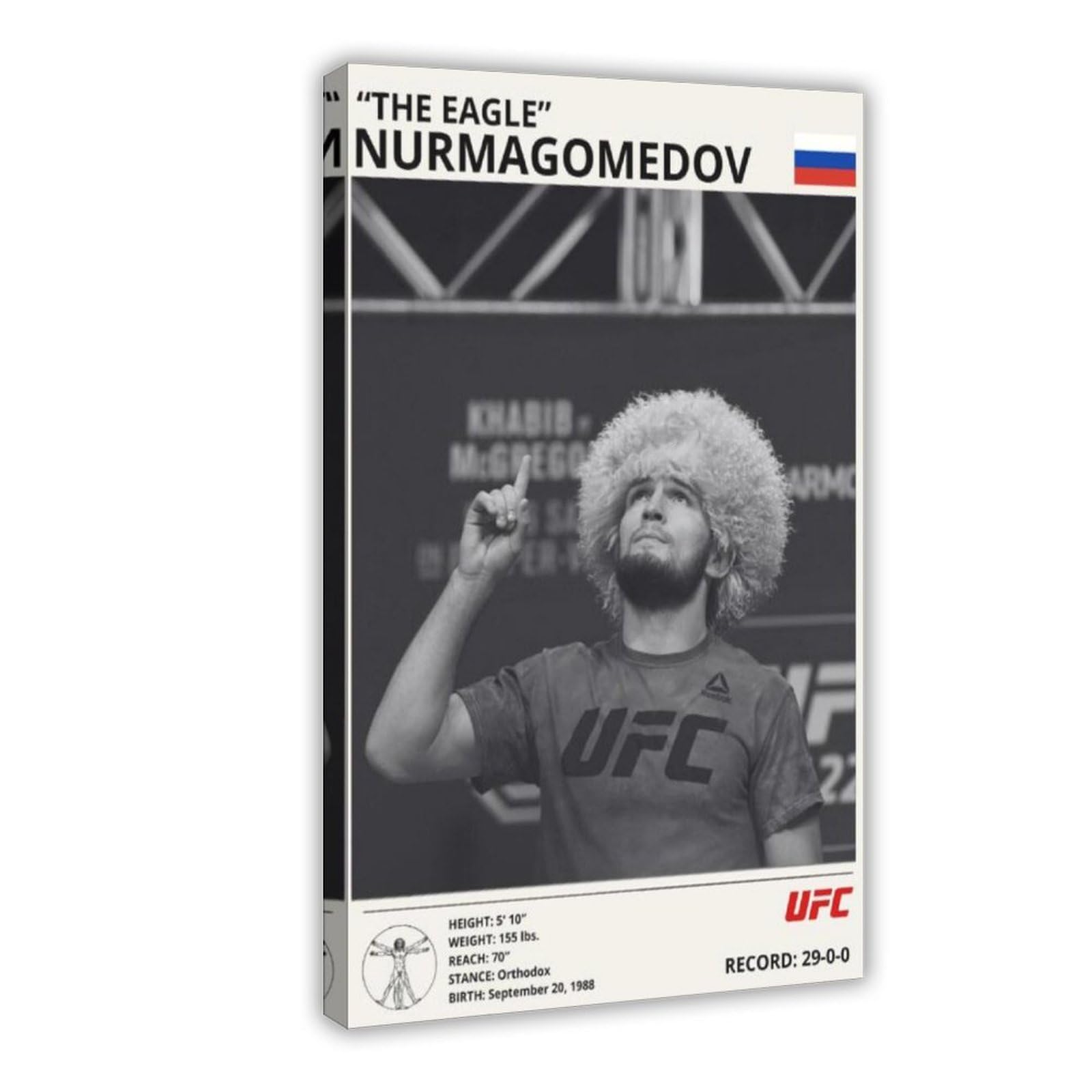 QGVBGF Khabib Nurmagomedov UFC Canvas Poster Wall Art Decor Print Picture Paintings for Living Room Bedroom Decoration 08x12inch(20x30cm)