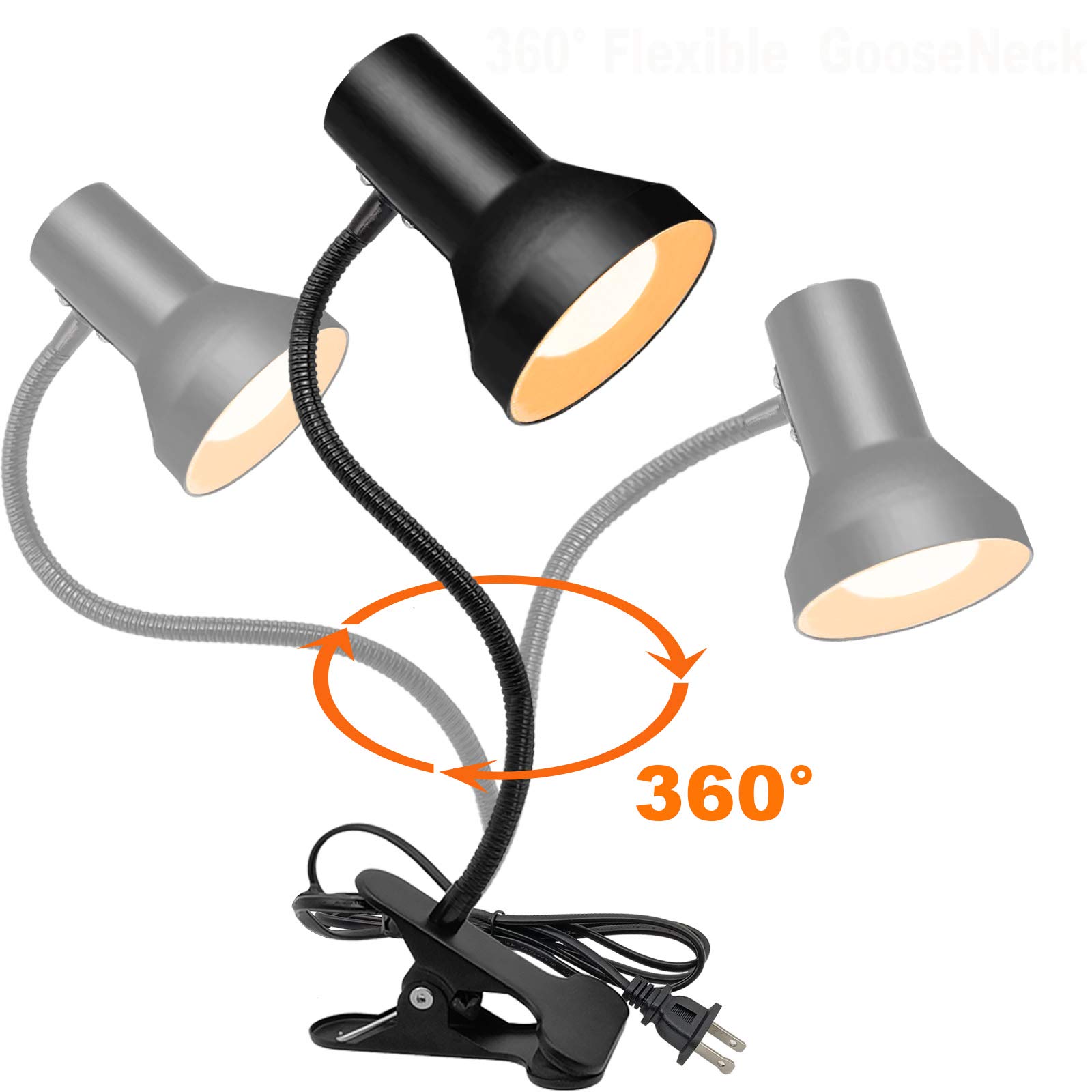 WimiSom Schreibtischlampe, augenschonende Tischlampen, 360 ° drehbar, Schwanenhals-Clip-Lampe, tragbares Leselicht, Klemmlicht, Augenpflege, Arbeitszimmer, Schreibtischlampen für Schlafzimmer und Büro