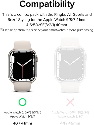 Miniatura 2 de Ringke Air Sports + Bisel Styling Funda de TPU con marco de acero inoxidable Compatible con Apple Watch Series 8, 7, SE 2022 de 1.61 pulgadas y