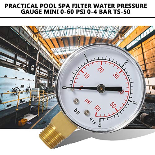 Panamami Practical Pool Spa Filter Water Pressure Gauge Mini 0-60 PSI 0-4 Bar Side Mount 1/4 Inch Pipe Thread NPT TS-50/Black