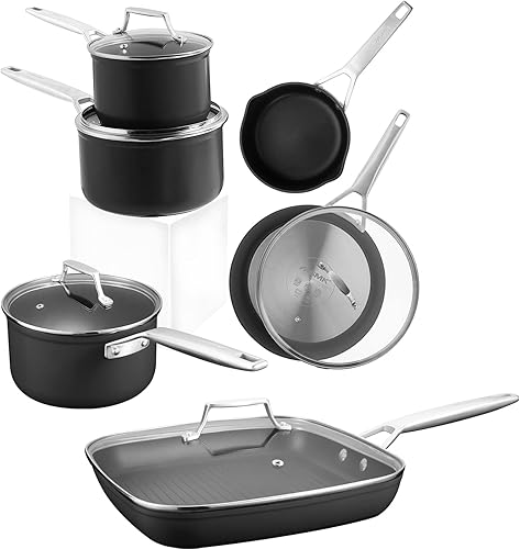 MSMK Juego de utensilios de cocina de inducción de 11 piezas cada Ridge antiadherente apto para horno hasta 700 sin PFOA no tóxico