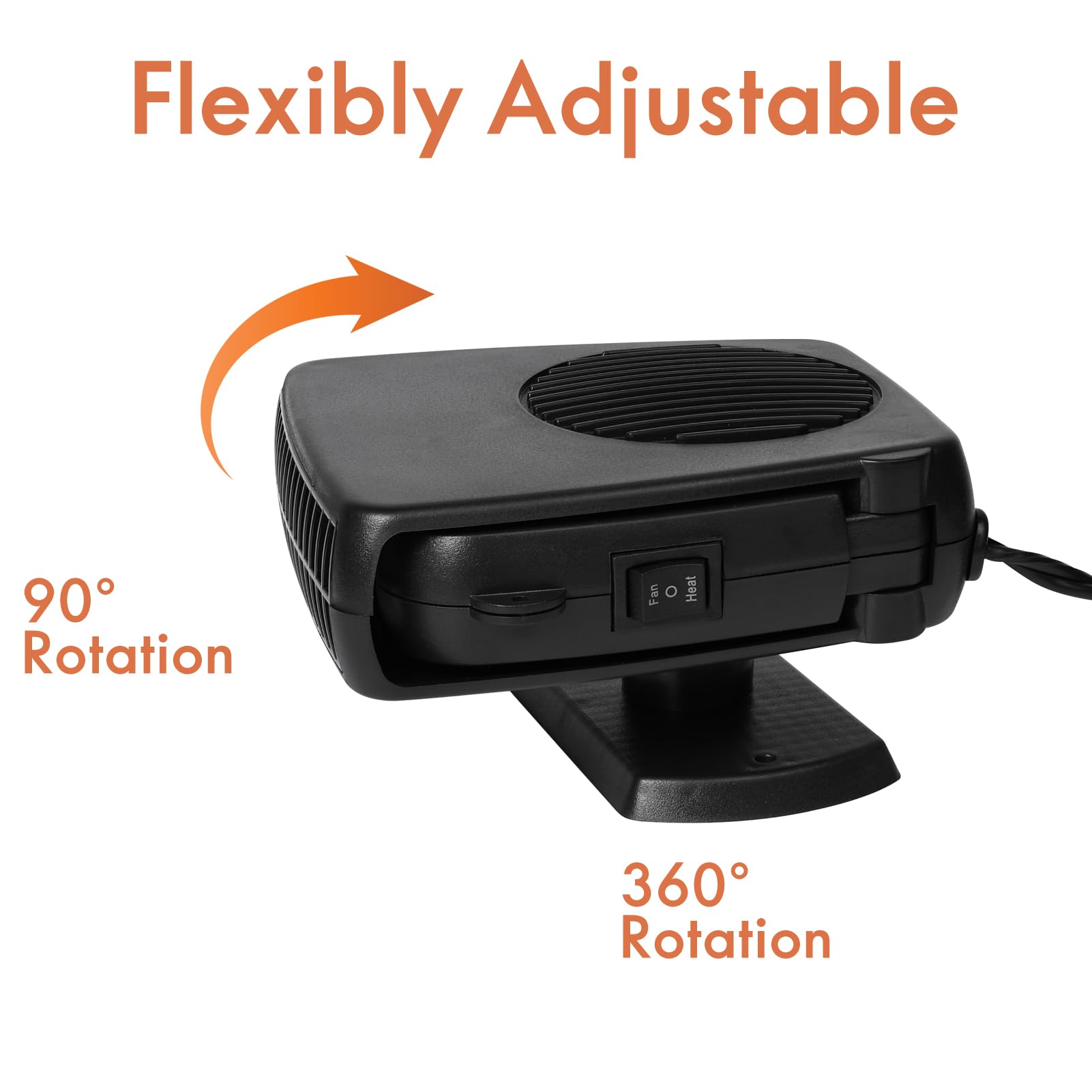 Riscaldatore per Auto 12V 200W, Sbrinatore Parabrezza Auto 2 in 1 rRiscaldamento/Rraffreddamento, Stufetta per Auto Rotazione di 360 Gradi, Auto Riscaldamento Sbrinatore Parabrezza