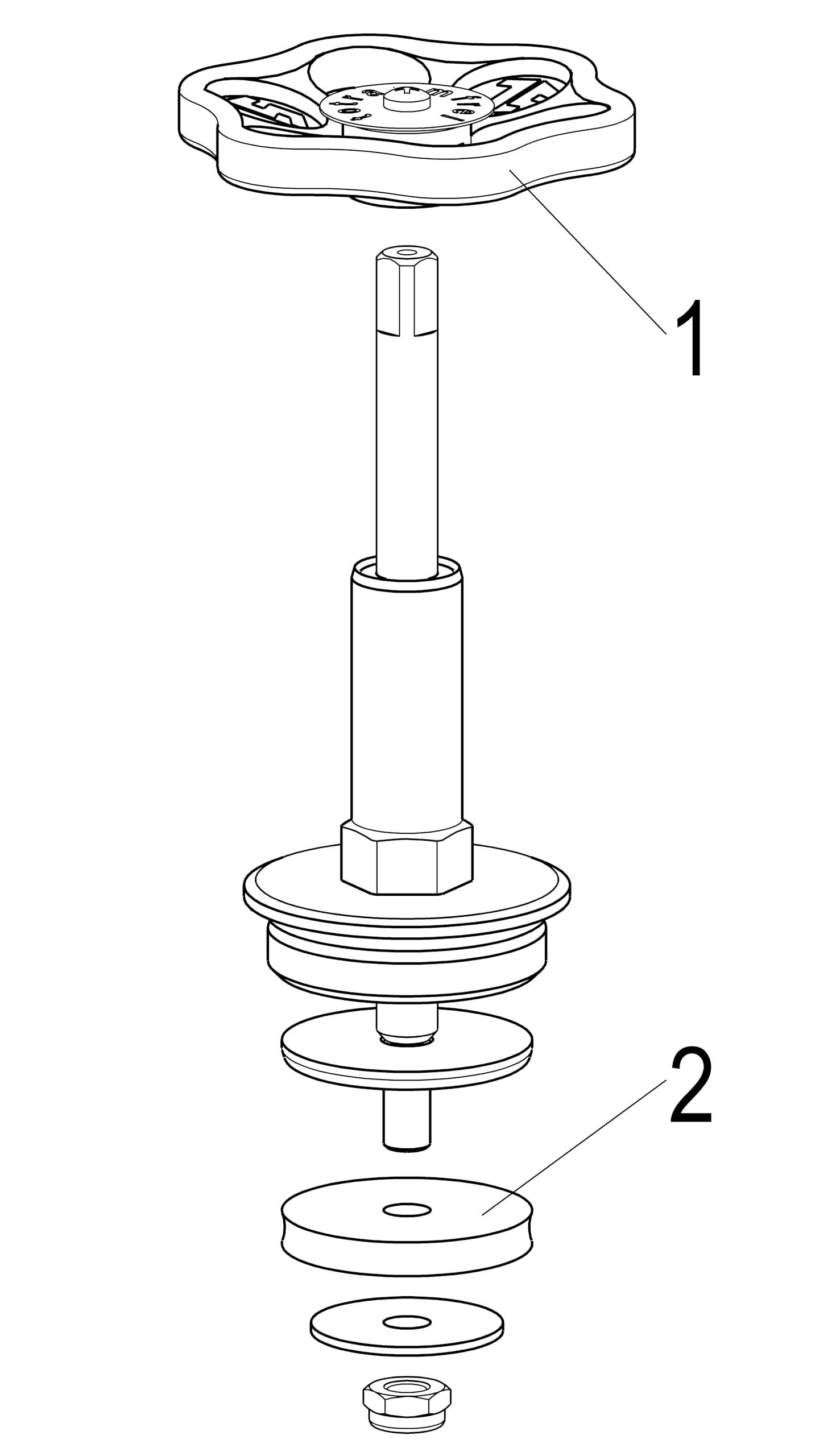 Oberteil - Durchgangs- und Schrägsitzventile, steigend, lang, DN 40 (1 1/2")
