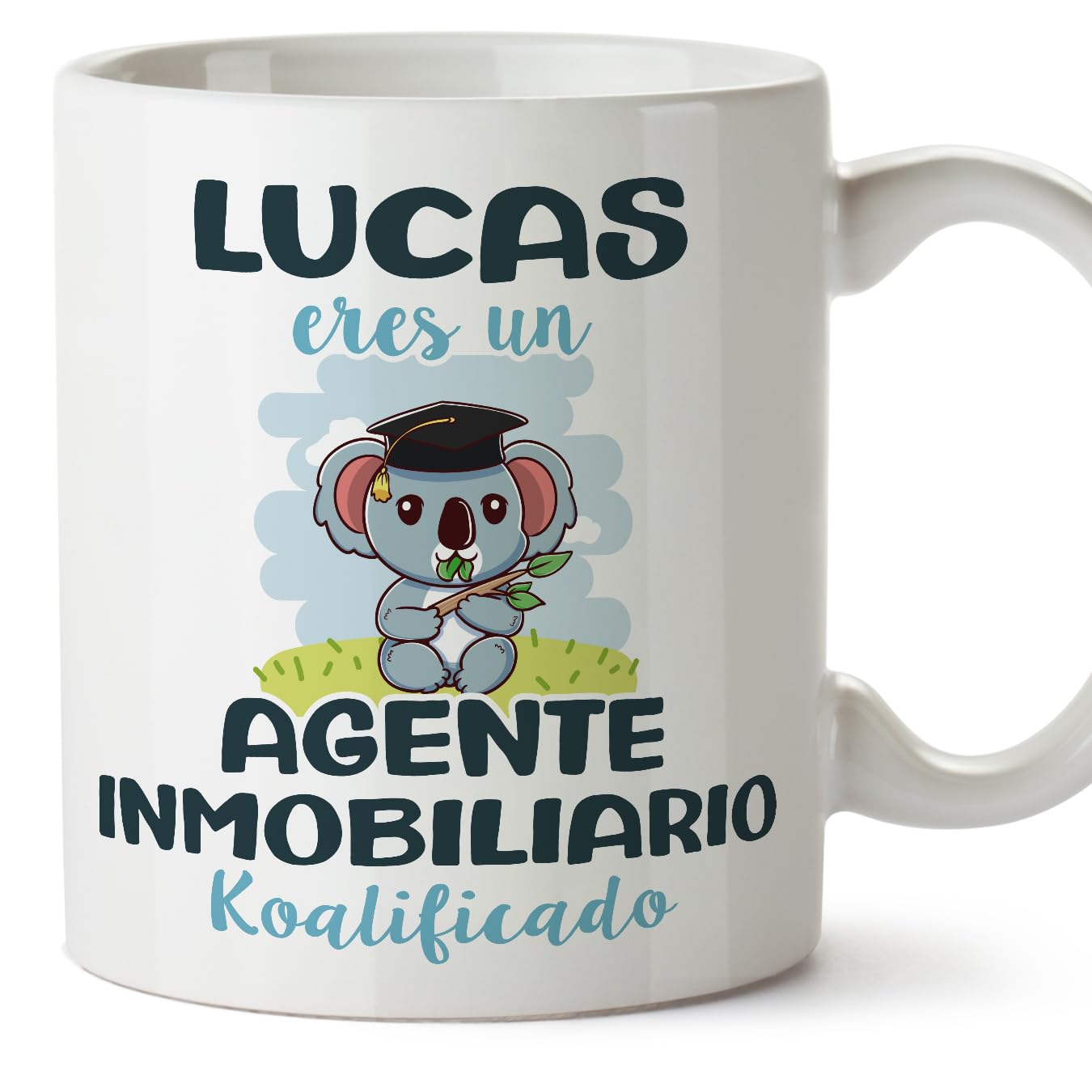 MUGFFINS Personalised Mug for Real Estate Agent Man - in Spanish - Koalificados Personalizados - Funny Custom Gift for Colleagues - Ceramic 11oz Mug