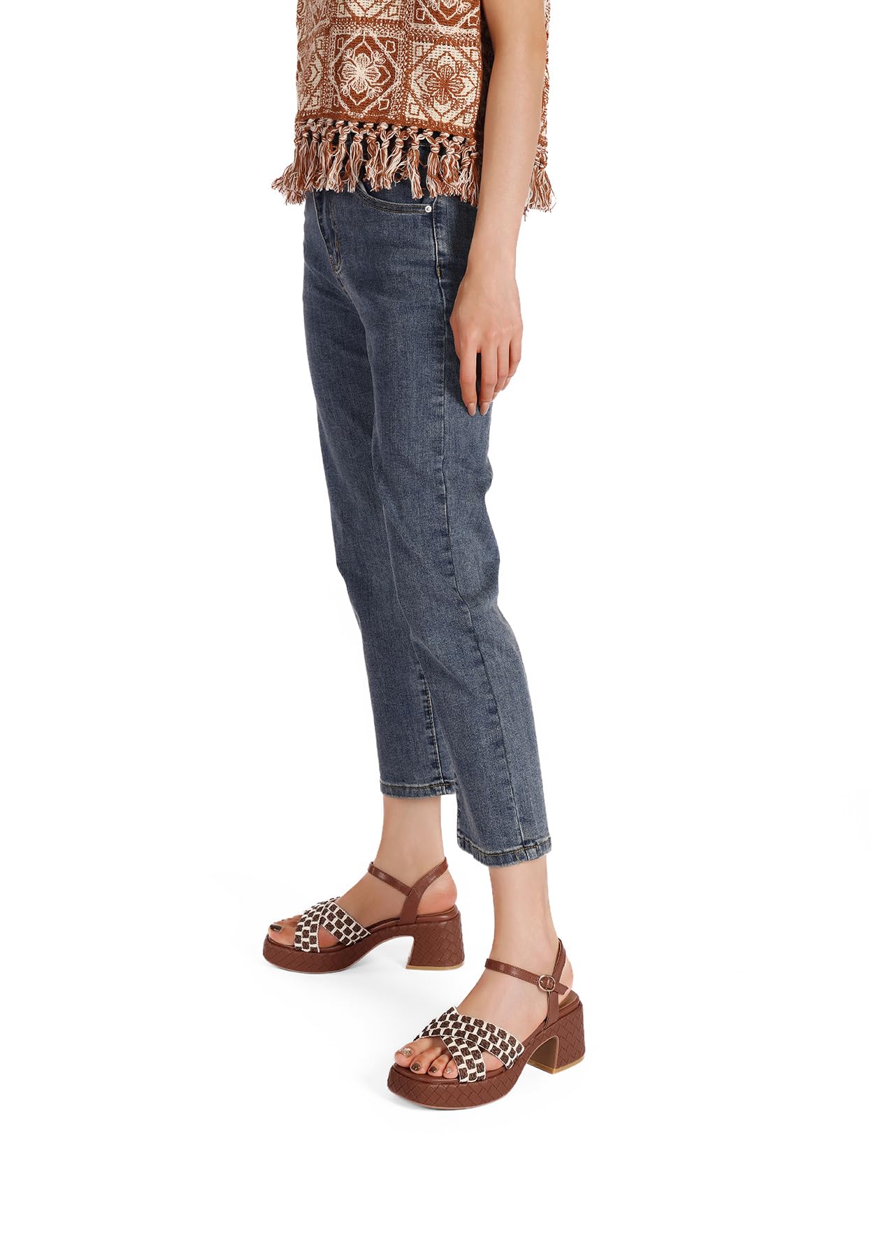 QUEEN HELENA Sandali Donna a Fascia Incrociata con Tacco Largo ZM11058