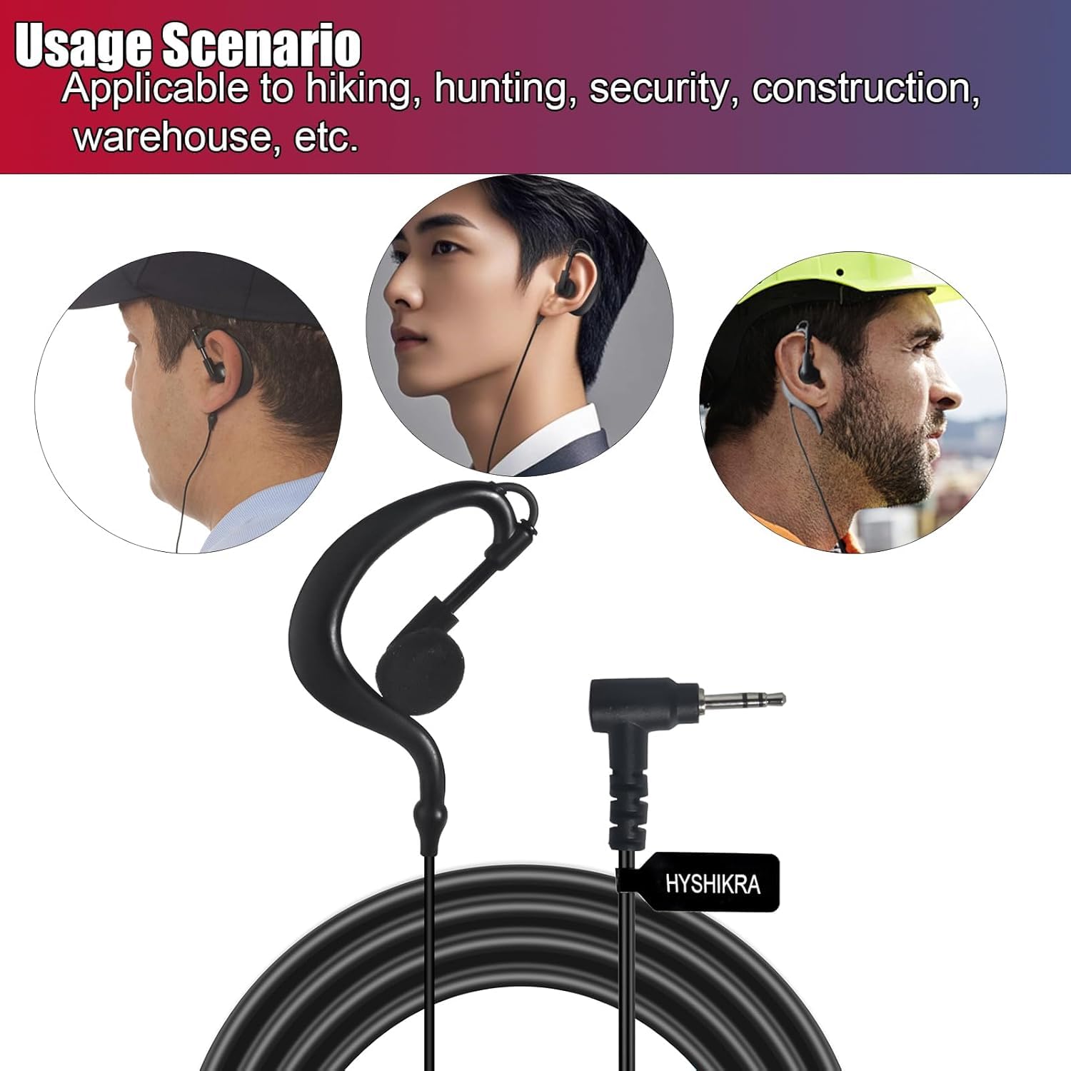 Cuffia 1 pin 2,5 mm con microfono Big PTT compatibile con Motorola TLKR T60 T61 T62 T81 T80 T82 Extreme Hunter Auricolare radio bidirezionale per il personale di sicurezza (forma di G, 5)
