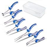 SPEEDWOX Wire Cutting Pliers Set with Case Mini Pliers Professional End Nipper Wire Cutters Diagonal Long Nose Needle Nose Flat Pliers 5 Pcs Hand Repair Tools