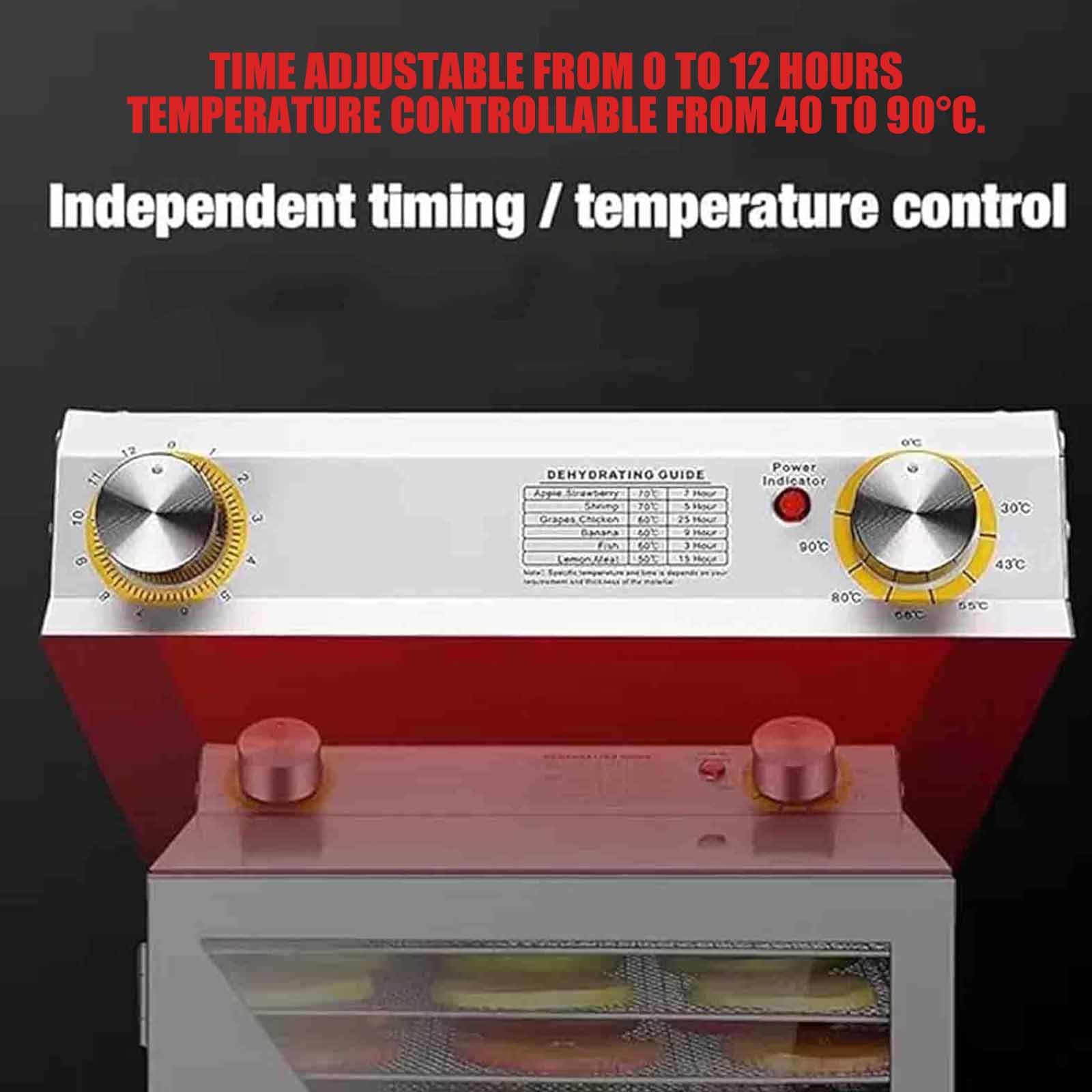 Essiccatore per alimenti a 8 strati in acciaio inossidabile, essiccatore elettrico commerciale per frutta con timer (0-12 ore) e temperatura regolabile (40-90℃), essiccatore efficiente per uso